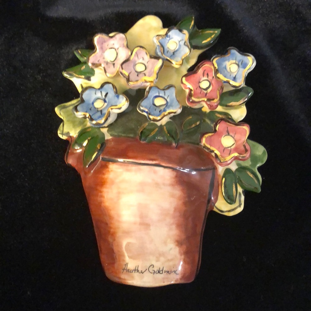 Heather Goldmnic ceramic floral plaque